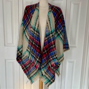 Talbots Colorful Soft Plaid Shawl Scarf